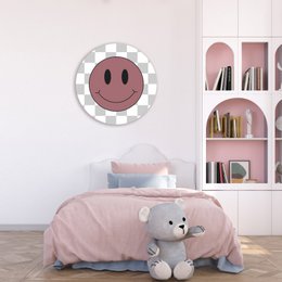 Cercle mural pour enfants | Smiley Vieux Rose