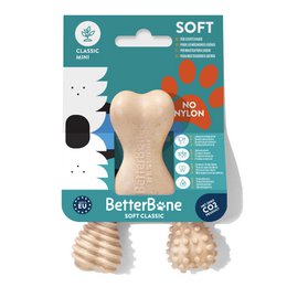 Soft dog chew toy in classic bone shape, made without nylon and CO2 neutral production in Europe.
