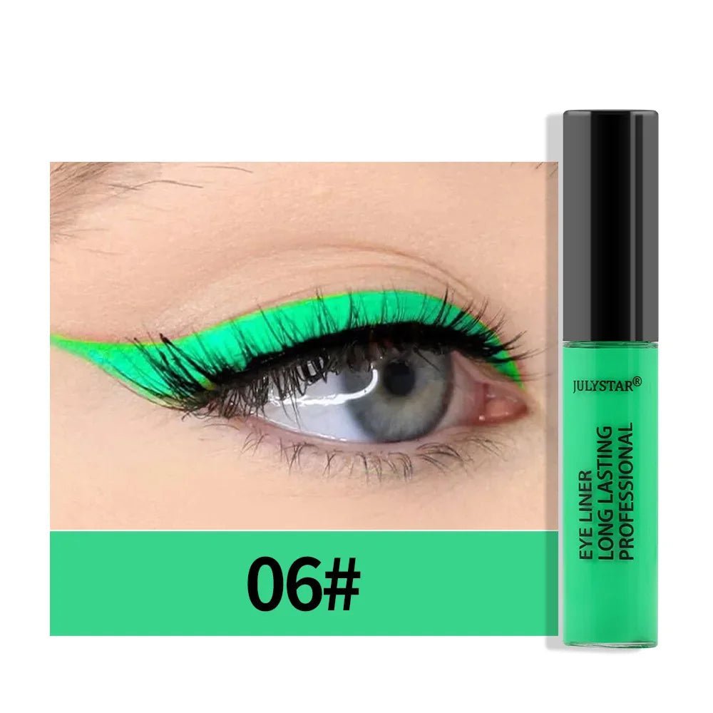 8 kleuren eyeliner vloeibaar potlood waterdicht gemakkelijk te dragen make-up matte eyeliner blauw roze groen wit zwart paars geel eyliner