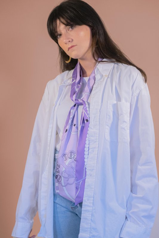Sciarpa a fascia “Il portagioie viola”