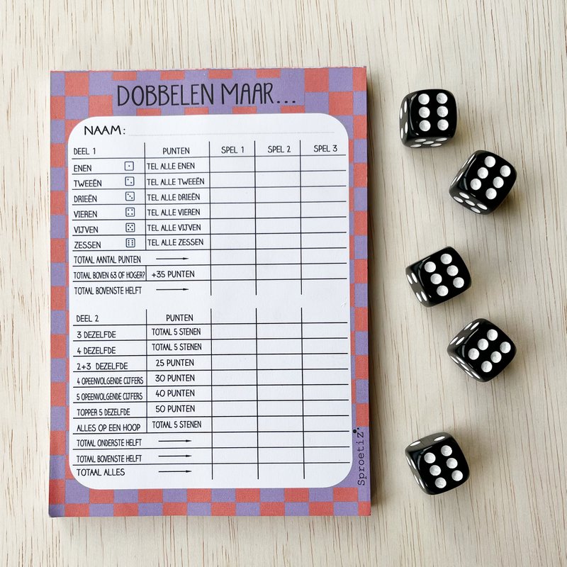 Dice block - Yahtzee - window Purple Orange