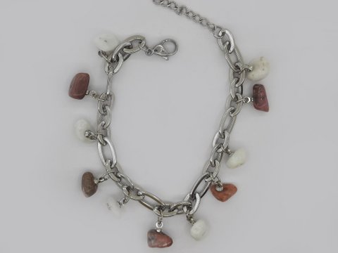 #90 Edelstenen schakel armband 