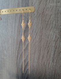 Long-length 18K gold plated double link earrings
