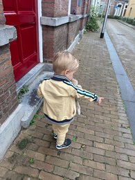 Strickjacke für kleine Chiq-Babys – Beige/Grün