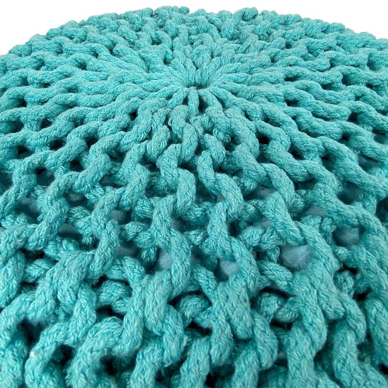 Pouf Ø 55 H 37 H 37 Strickhocker Sitzpouf Bodenkissen nachhaltig
