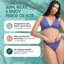 Femi.ko Galaxy Menstruation Bikini, wiederverwendbares Schwimmhips, mäßiger Strömung, leckeres Schutz, lila