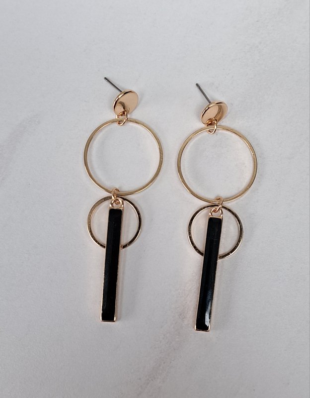 Ohrringe - Merry - Kreise - Gold/Schwarz