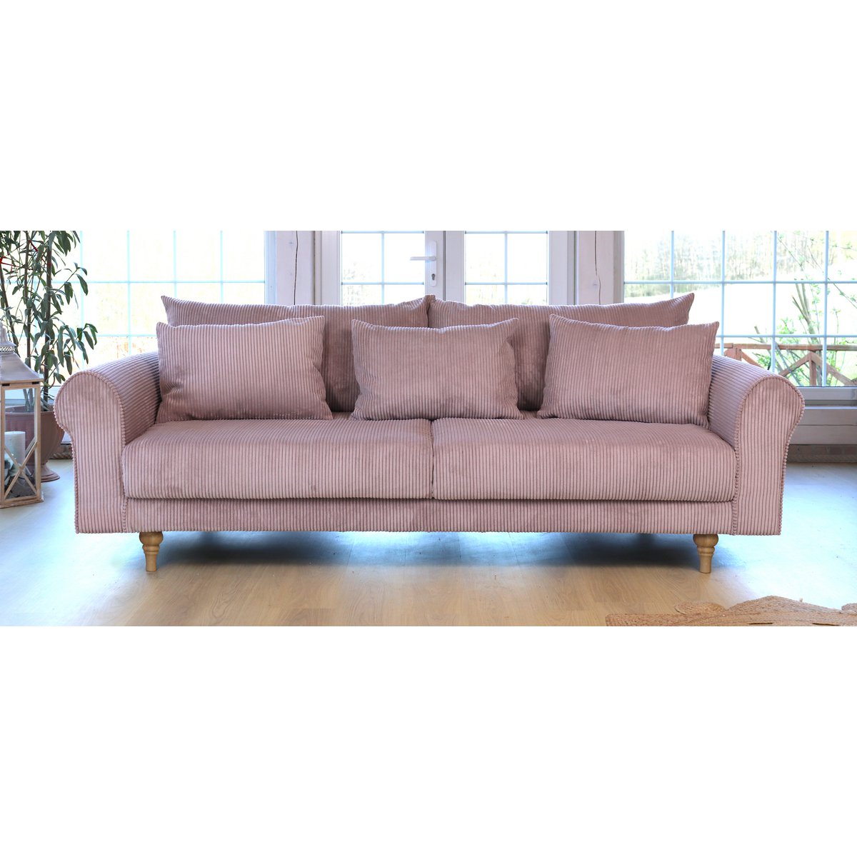 ASTRID 4-seater sofa/sofa bed Corduroy Dusty Pink removable & washable covers
