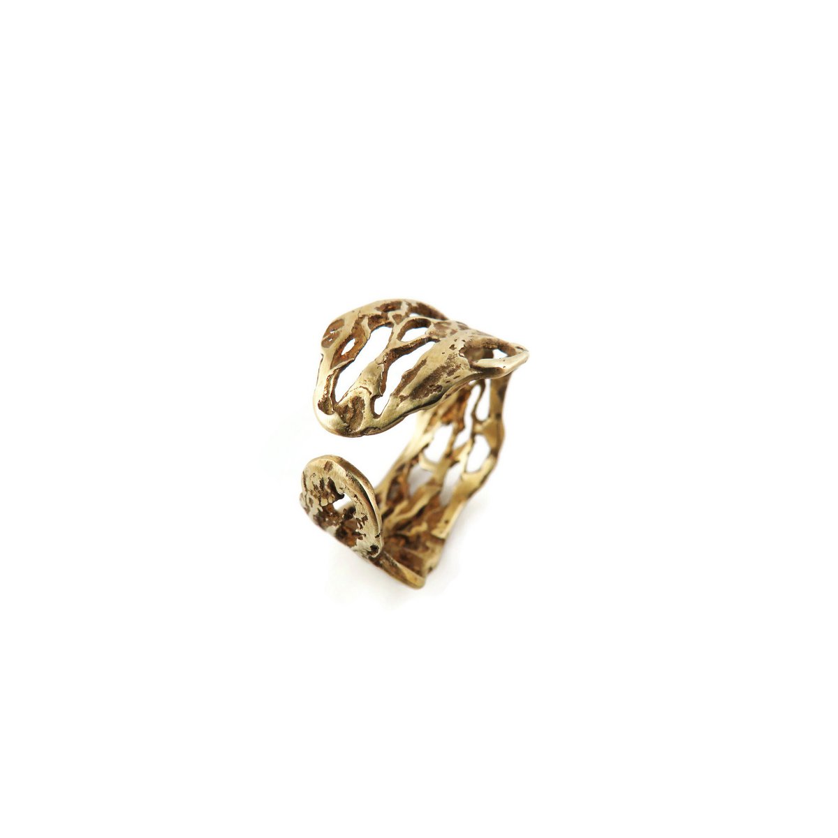 Verstellbarer Ring aus patinierter Bronze – organisch durchbrochen