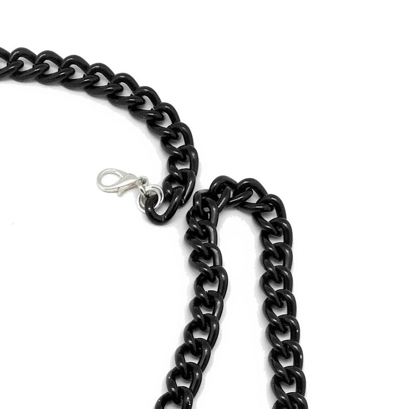 Ceinture Chaînes et Gouttes noires et argentées