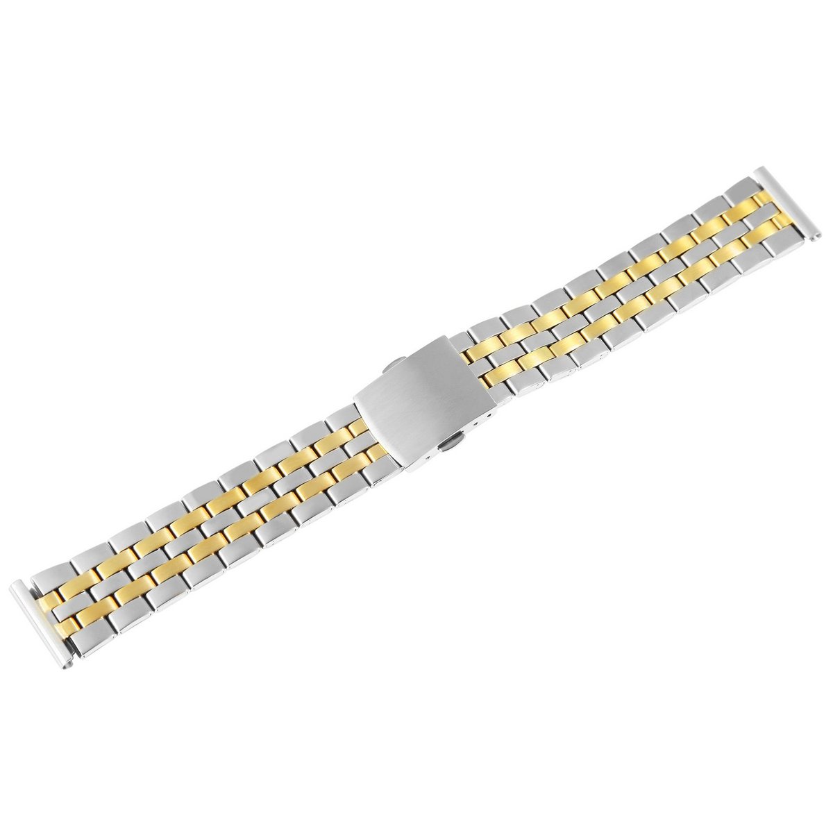 Bracelet de montre en acier inoxydable avec boucle déployante, bicolore, 12 mm
