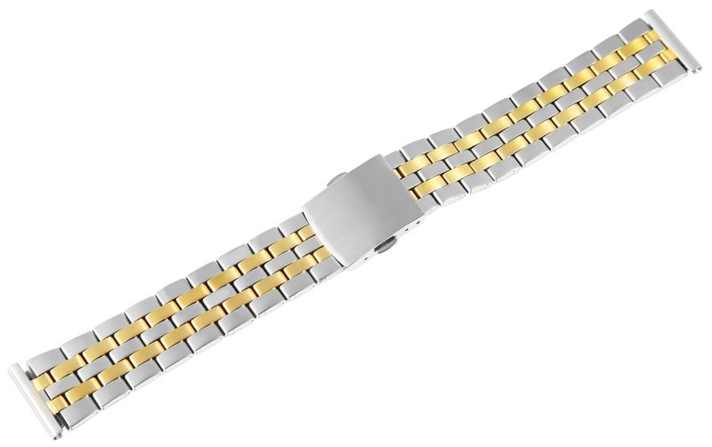 Bracelet de montre en acier inoxydable avec boucle déployante, bicolore, 12 mm