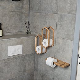 Toilet Paper Holder for Wall Mounting, Wooden Bathroom Storage Rack for 4 Rolls, Compact Organizer for Bathrooms