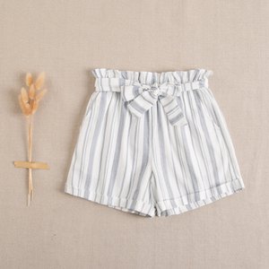 Gestreepte paperbagshort voor meisjes, met riem I116-21312245