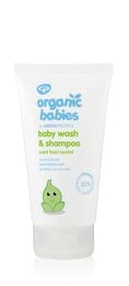 Gentle, fragrance-free baby wash and shampoo made with organic ingredients. Suitable for sensitive skin.