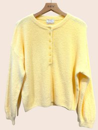 Pull col boutonné manches ballon en alpaga