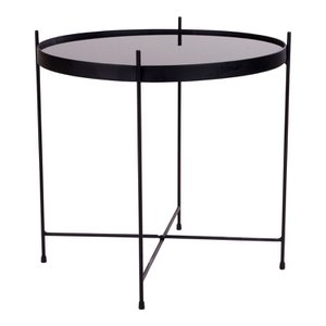 Venezia Coffee Table - Glass, Steel, Black - Ø48x48 cm