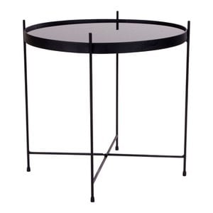 Venezia Coffee Table - Glass, Steel, Black - Γ48x48 cm