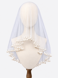 Romantic Teardrop Pearl Fringe Bridal Wedding Veil