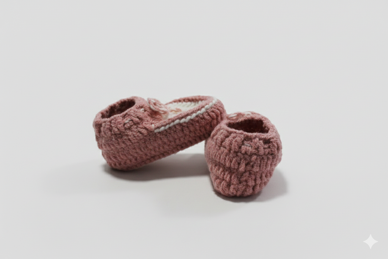 Handgehaakte Babyslofjes Classic - Roze- Uniek, Zacht & Hoge Kwaliteit