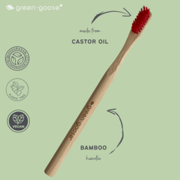 green-goose Bamboo Castor Oil Toothbrushes - 4 Pieces - 100% Biodegradable