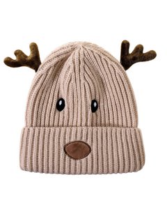 Kindermuts - beige met rendier