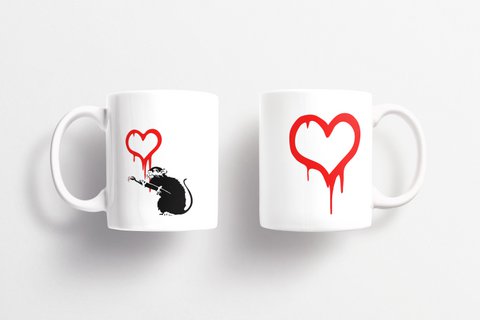 Banksy Ceramic Mug 325ml - Love rat