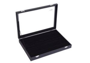 Flex - Jewelery box black with glass lid for cufflinks and rings XL