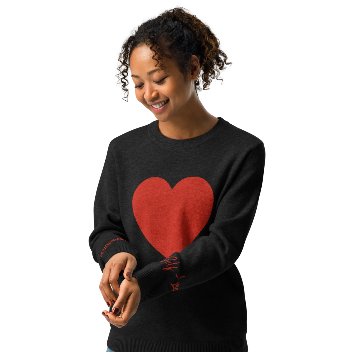 Heart - Maglione girocollo lavorato a maglia NERO