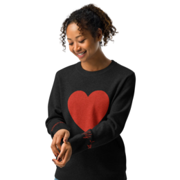 Herz – Gestrickter Rundhalspullover SCHWARZ