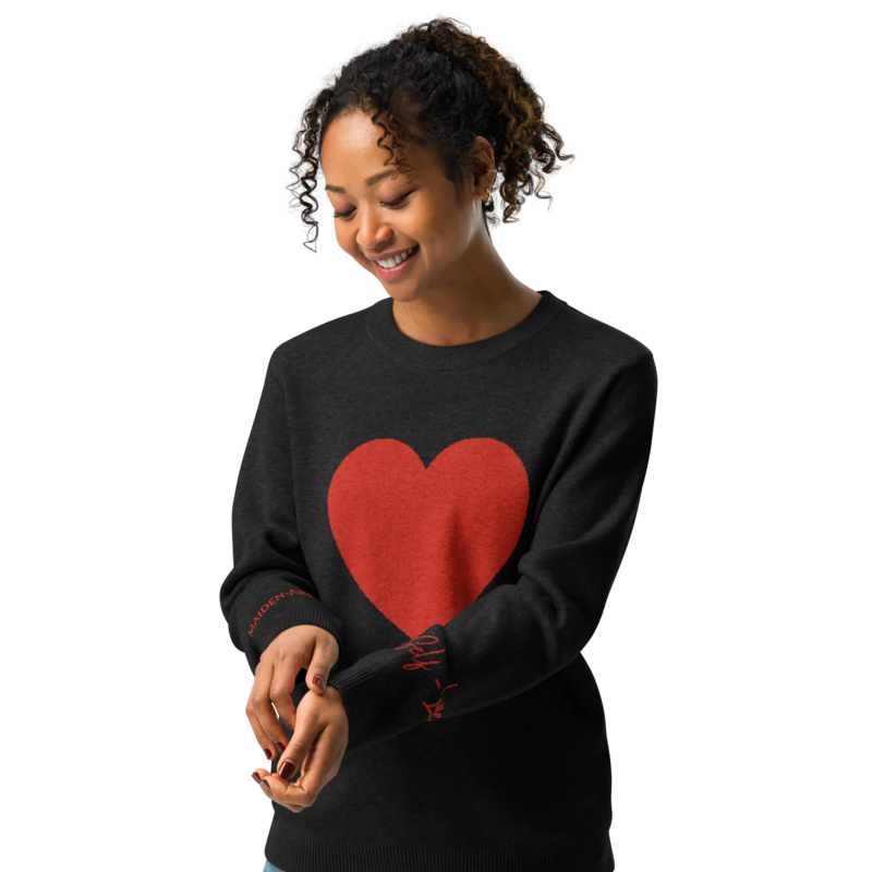 Herz – Gestrickter Rundhalspullover SCHWARZ