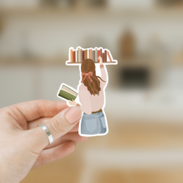 Sticker Mädchen im Buchladen Vinyl - Aufkleber Book Store Kiss Cut