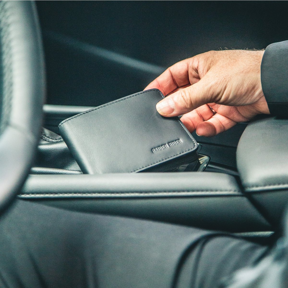 RFID- und NFC-Geldbörse – Anti-Skim-Geldbörse aus schwarzem Leder – 9 Karten – Geschenk Herren – Brieftasche