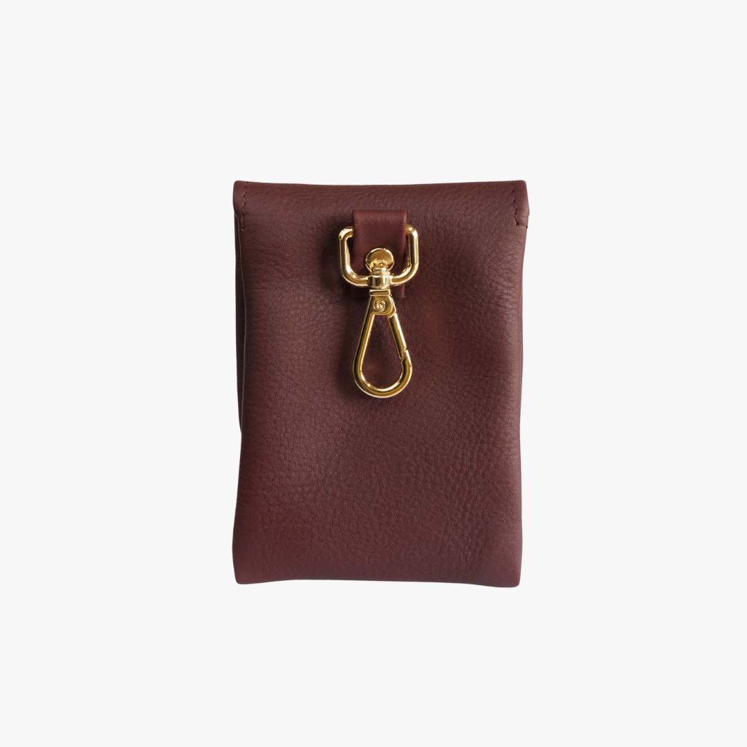 Pooch leather | Stylish Reward Bag for Dog Biscuits and Poo Bags - Bordeaux Red