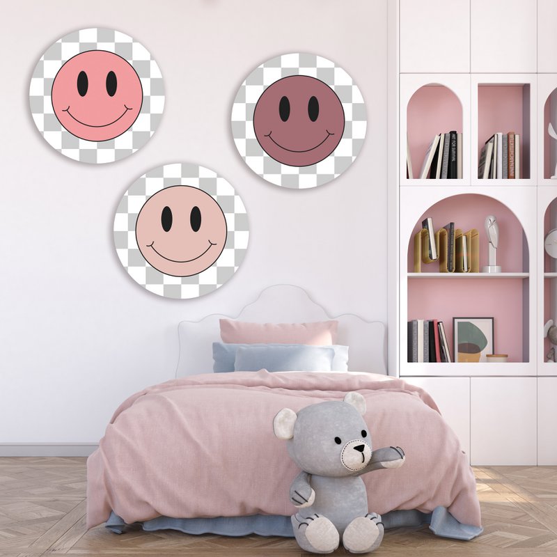 Wandkreis-Set Smileys Pink