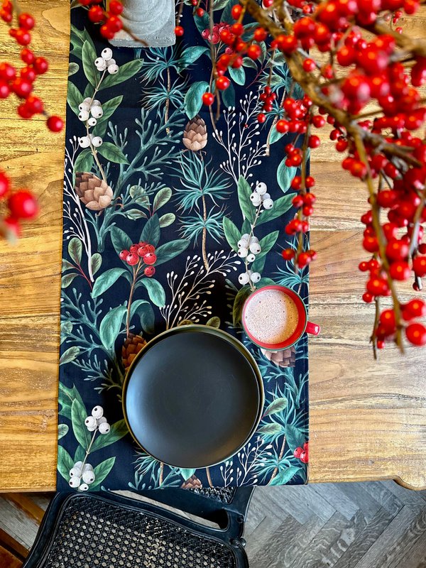 Christmas Table Runner with Tassels, different sizes | Christmas Forest