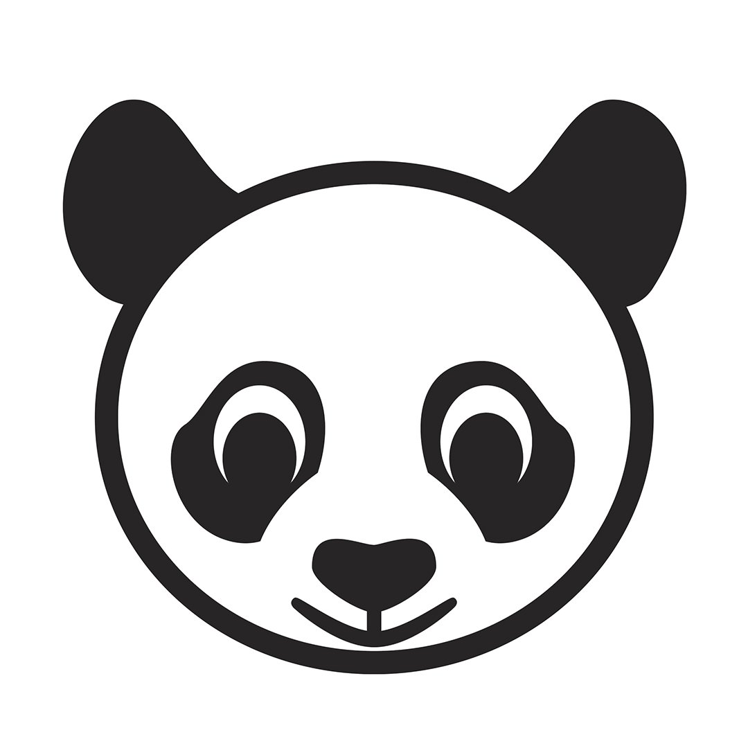 Panda hoved træ gummistempel