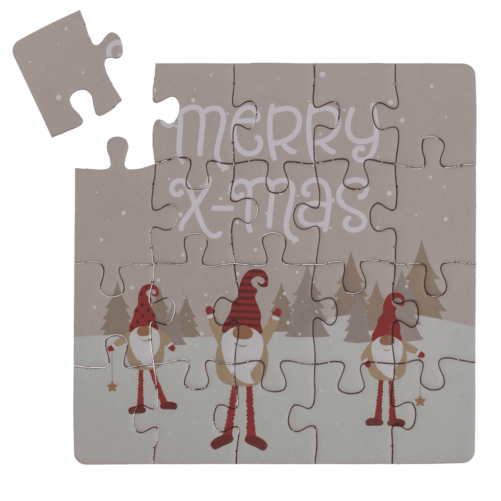 Square shape gift card, puzzle, X-Mas,