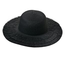 Chapeau Chapeau de Soleil en Paille de Papier Noir