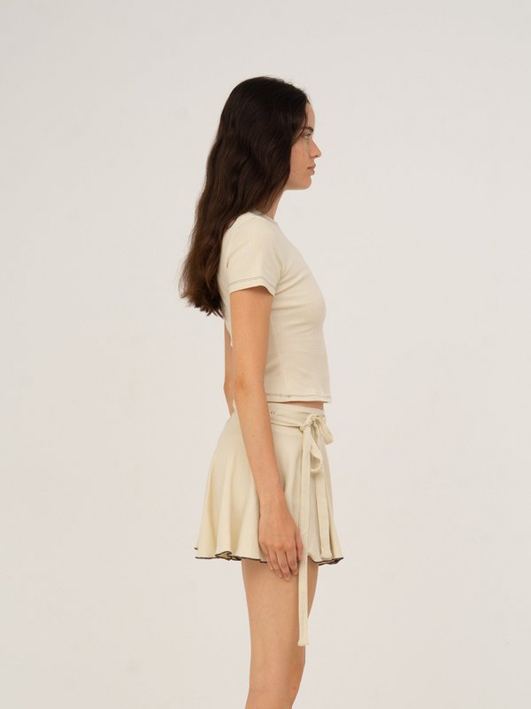 Volley Cream Crop Top