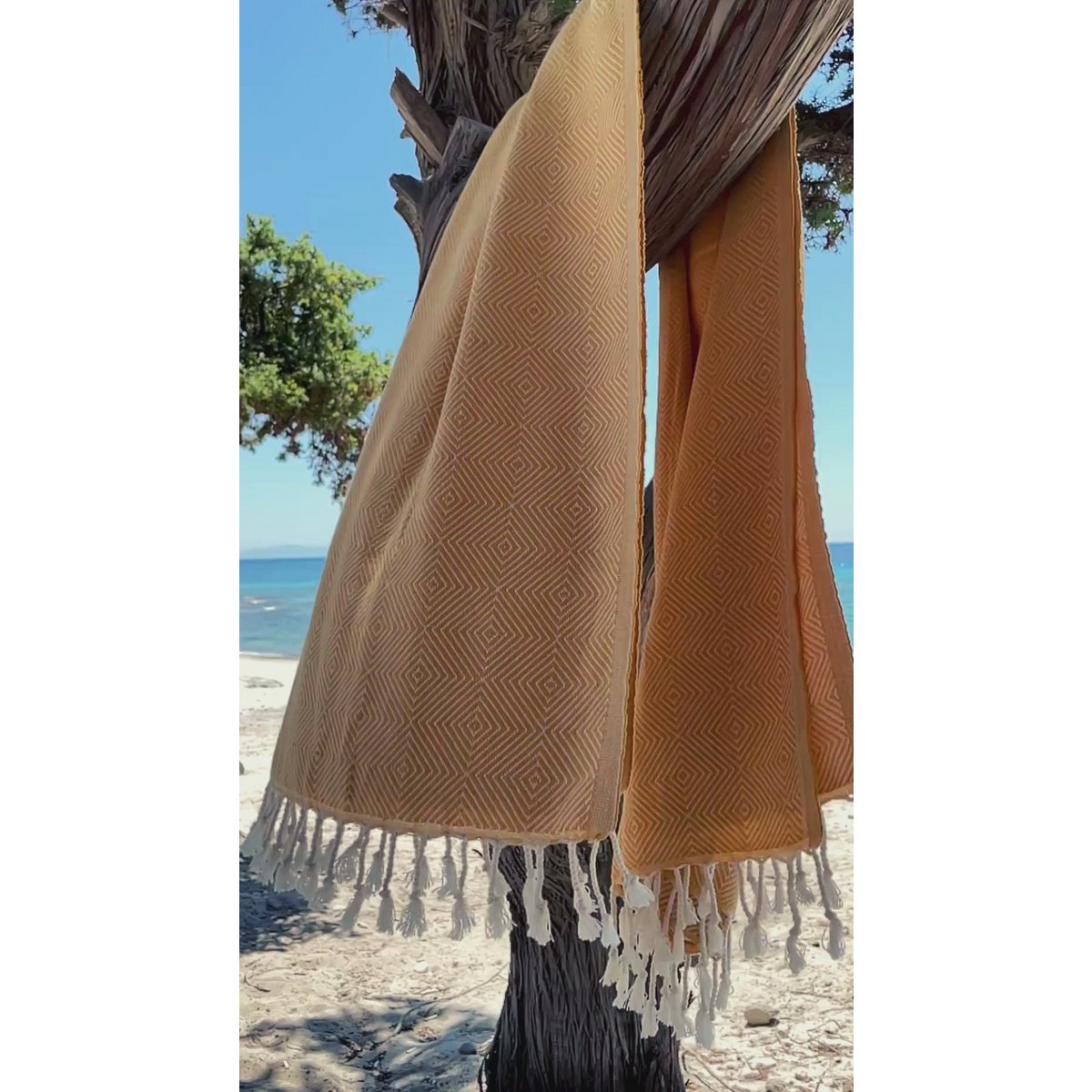 KRISTAL Katoenen Hammam Strand- & Saunahanddoek – Sneldrogend – Geel - 180x100 cm