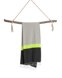 TOWEL TO GO NEON Telo mare in cotone riciclato 180x100 cm | Asciugamano da piscina ad asciugatura rapida | Grigio/Nero | con confezione regalo