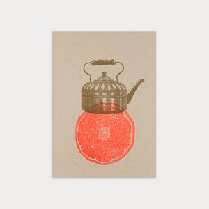 Postkarte / Teekanne mit Orange / Ökopapier