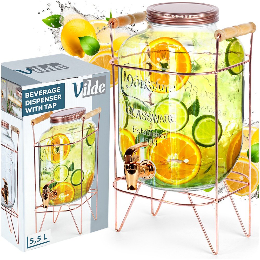Dispenser with Tap and Stand Gold 5.5 l
