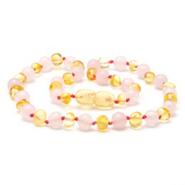 Baltic Amber & Rose Quartz Necklace 132