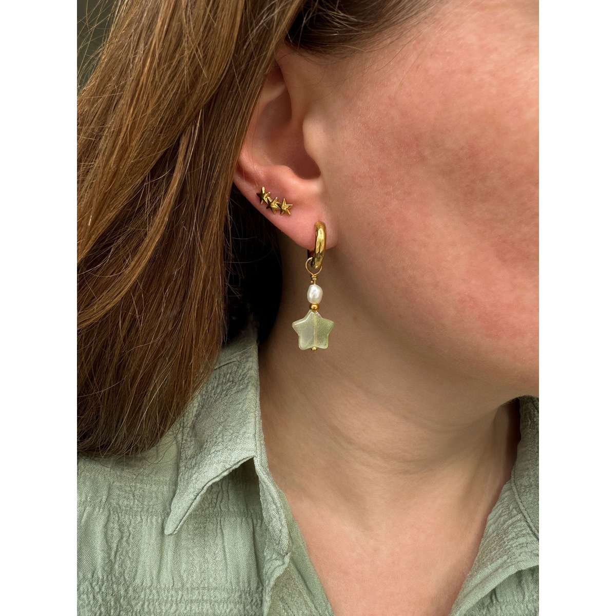 Earrings pearl star gold colored
