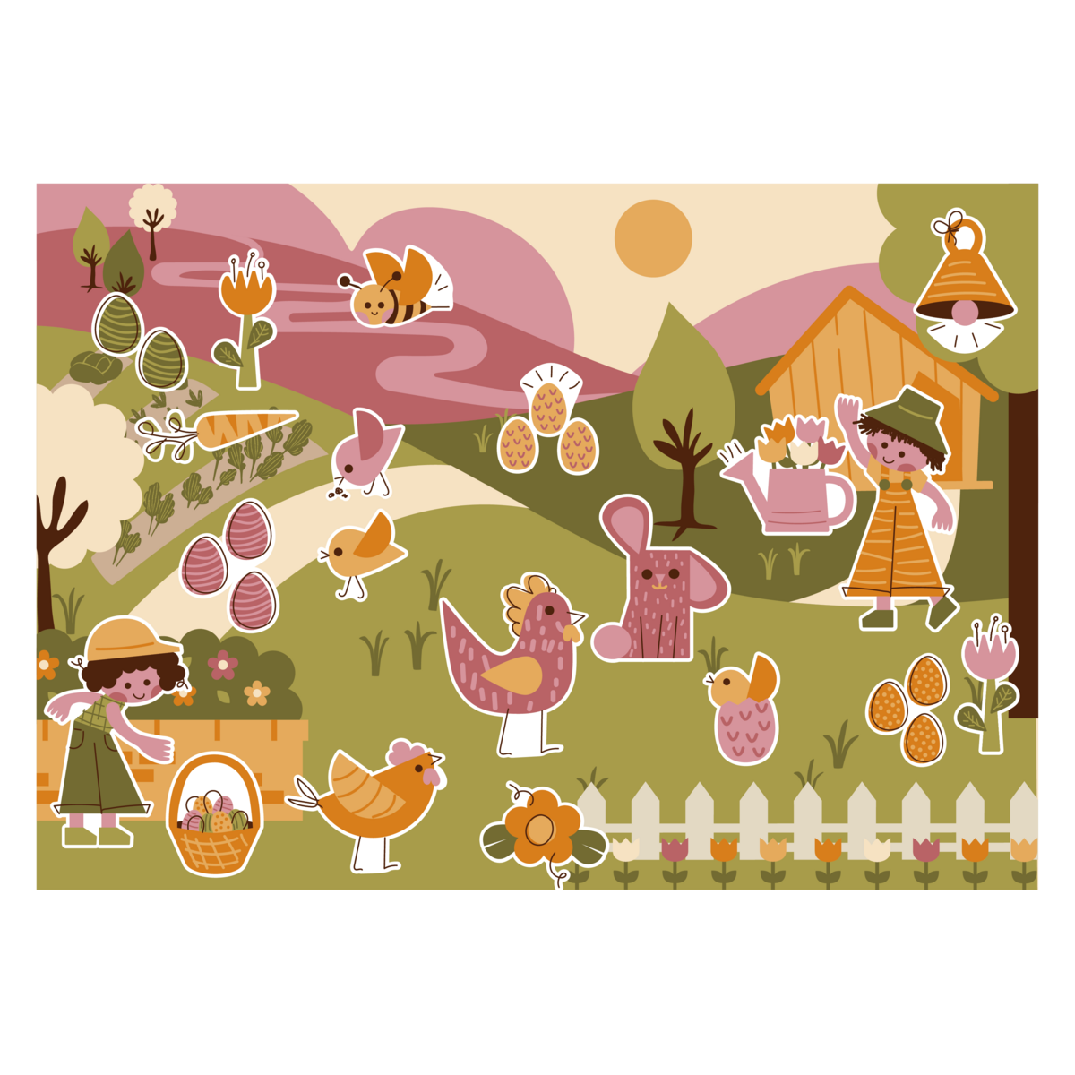 PEGATINAS DE PAPEL REPOSICIONABLES - PASCUA - 2 - 7 cm - 240 uds - Colores surtidos