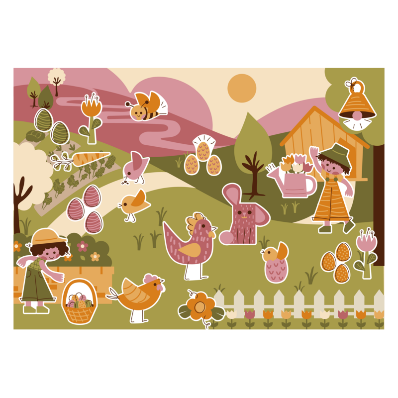 ADESIVI IN CARTA RIPOSIZIONABILI - PASQUA - 2 - 7 cm - 240 pz - Colori assortiti