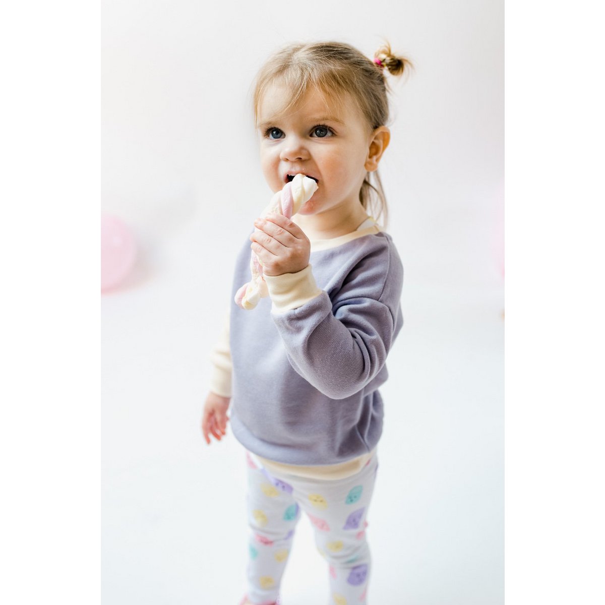 Sustainable Color-block Baby Sweater | Purple with Ecru arm | 100% GOTS certified organic cotton