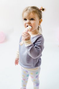 Sustainable Color-block Baby Sweater | Purple with Ecru arm | 100% GOTS certified organic cotton